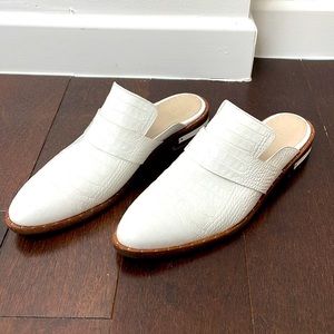 Freda Salvador White Croc-Embossed Mules